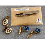 2 PAIRS OF VINTAGE CUFFLINKS AND TIE SLIDE