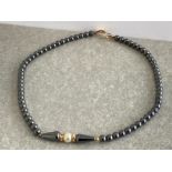 HEMATITE BEADED NECKLET, 45CM