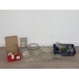 COLLECTION OF GLASS ITEMS INCLUDING NACHTMANN CAKE STAND NEW IN BOX, CENTRE BOWLS AND CRYSTAL CUT