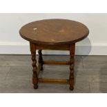 Oak circular topped barley twist occasional table 46cmx 40cm