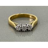 Ladies 18ct gold 3 stone diamond ring approx .25ct size M1/2 3.6g