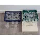 Collection of Crystal glasses including nicely etched drinking glasses includes small Quantity of