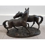 Heredities bronze figure of a mare and stallion