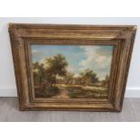 Vintage framed painting of a country scene signed by J. Robertson 72 x 62 cm