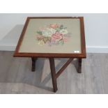 Vintage 2 in 1oak framed fire screen/Occasional table 58 x 57 x 58 cm