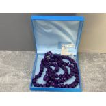 3 row purple quartz necklet with silver catch - as new with part of the original receipt from QVC,