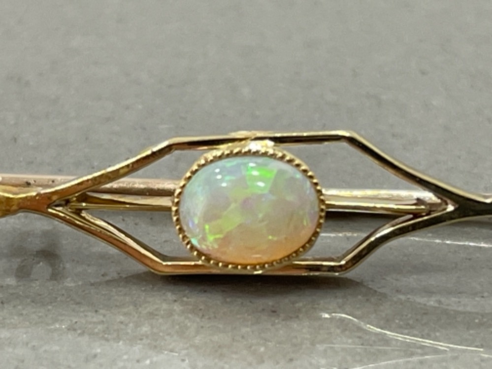 Antique ladies 15ct gold opal and pearl brooch 2.7g - Image 2 of 3