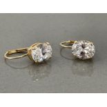 Ladies 9ct cz set drop earrings