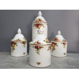 4 Royal Albert old country Rose's lidded storage jars