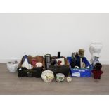 Large collection of vases, pots and a plant stand with some glass items etc