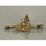 15ct gold pearl butterfly brooch 1.9g