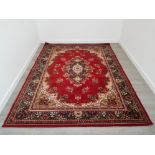 Red oriental floral rug 280 x 202 cm