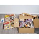 Miscellaneous items includes comic books, pottery items and 2 bags of plastic figures etc
