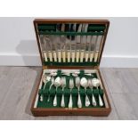Canteen of cutlery by g.ellis includes stainless steel knifes and silver plated spoons and forks