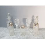 Small lot of glassware includes small bottle with hobnail pattern and stopper webb and corbett