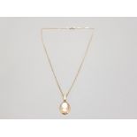 9ct yellow gold small box link necklace with 9ct yellow gold cameo pendant 39cm 3.33g gross