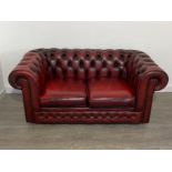 Thomas Lloyd Chesterfield 2 seater leather sofa in the classic oxblood colour 160x95cm