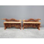 2 animated centipede runners both hand carved from hardwood
