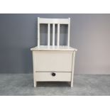 Vintage childrens storage seat with single drawer and lift up seat