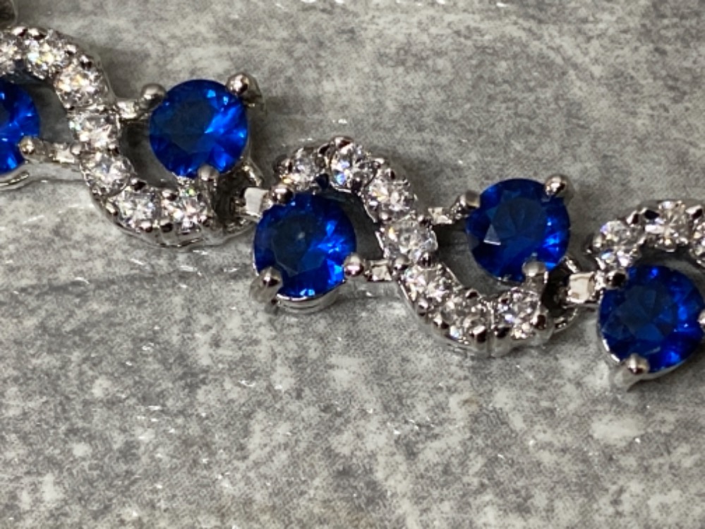 Silver blue and white CZ set line bracelet, 12.6g - Image 2 of 2