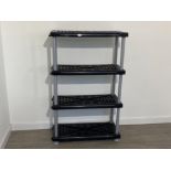 Plastic 4 tier storage/garage shelves, 144cm x 90cm