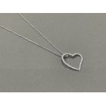 9ct white gold diamond set heart pendant with 31 round cut diamonds complete with fine 9ct white