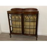 Mahogany twin glazed door cabinet with key