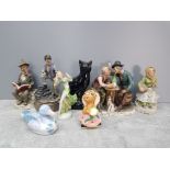 Collection of figures includes capodimonte style figures etc