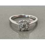 9ct white gold diamond cluster ring comprising 9 round brilliant cut diamonds 3.2g size P