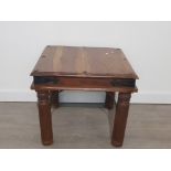 Solid mango wood metal bound lamp table 59cm by 51cm