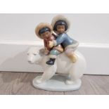 Lladro eskimo riders number 5353, depicts 2 children riding on a polar bear, in great condition 18