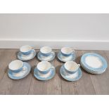 Approximately 18 piece blue riband part tea set