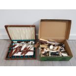 Large collection of cutlery includes stainless stell boxes set and some silver plate items etc