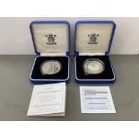 Coins royal mint silver £5 proof crowns. His royal highness the Prince of Wales 50th birthday & 2000