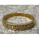 Gold on silver cz set 1/2 eternity ring, 2.2g size p