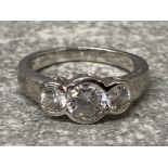 Silver 3 stone cz set ring, 4.1g size N1/2