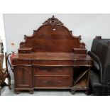 Late victorian flame mahogany sideboard with scroll top 174cm wide x 182cm height