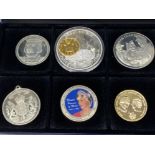 6 commemorative coins includes British large currency proof gold plated 3D, with certificate of