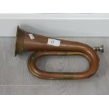 Brass and copper bugle with silver plated mouth piece