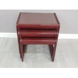 Reproduction mahogany nest of three tables 54cm x 41cm