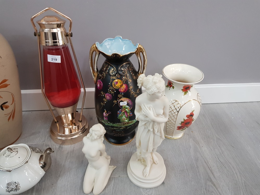 Collection of pottery including a large vase 2 lady figures and tea pot etc - Image 2 of 2