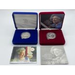 Royal mint 2002 QEII crown jubilee £5 silver proof coin & Queen mother 2002 silver proof coin both