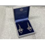 Silver Celtic design drop earrings 5.7g