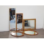 5 vintage mirrors includes 3 rectangular and 3 wooden oval shaped