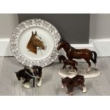 4 horse items including plate