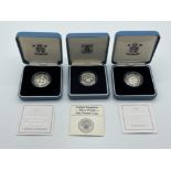 Royal mint 2002 silver proof £1 coin, 2001 royal mint silver proof £1 coin and 1986 royal mint