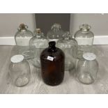 6 Demi johns & 2 lidded jars