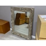 Large painted silver resin framed bevelled hall mirror, 103cm x 130cm