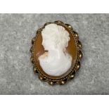 9ct gold oval cameo brooch/pendant 5.5g