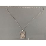 Vintage Norwegian filigree silver pendant and chain marked 830s L.B. Well made pendant, 3.5cm x 2.